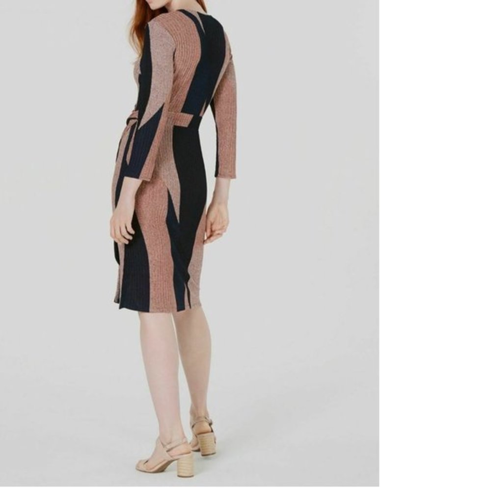 Bar III Colorblocked Shine Knit Wrap Dress. XXL
